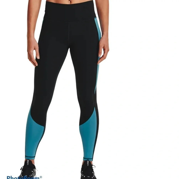 Under armour  Teal black compression Cold gear leggings Sz L - Picture 1 of 11